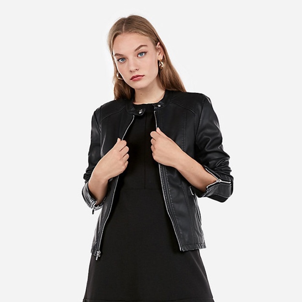 Express (minus the) leather double peplum jacket